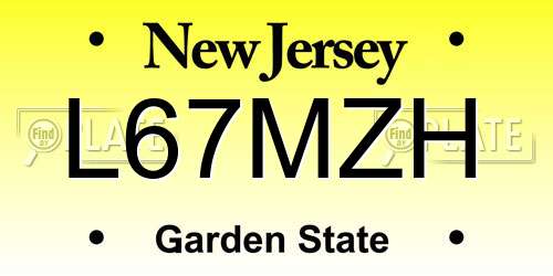 L67MZH New Jersey License Plate