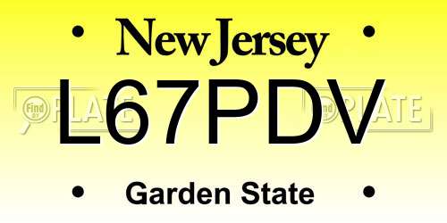 L67PDV New Jersey License Plate