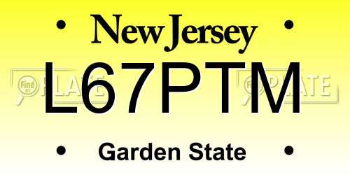 L67PTM New Jersey License Plate