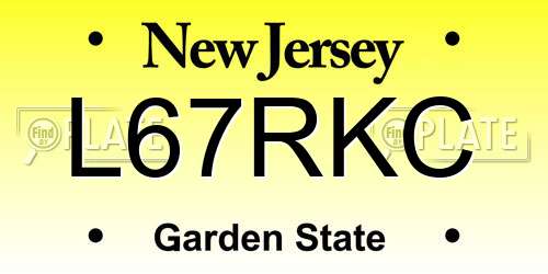 L67RKC New Jersey License Plate
