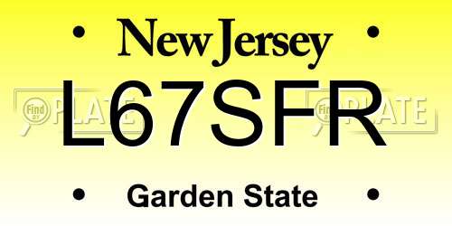 L67SFR New Jersey License Plate