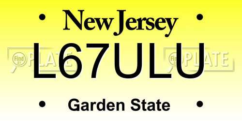 L67ULU New Jersey License Plate