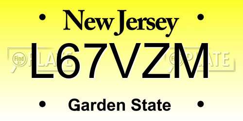 L67VZM New Jersey License Plate