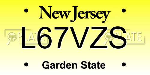 L67VZS New Jersey License Plate