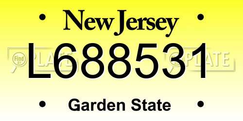 L688531 New Jersey License Plate