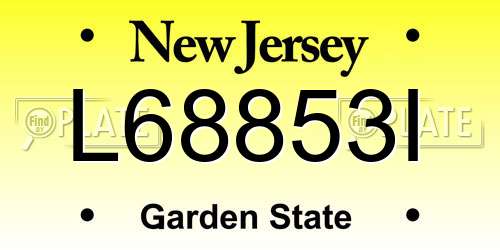 L68853I New Jersey License Plate