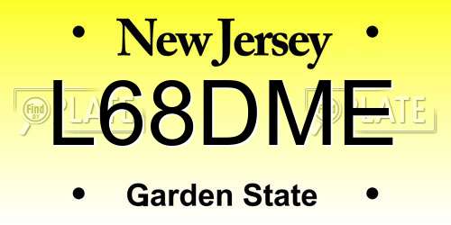L68DME New Jersey License Plate