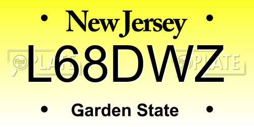 L68DWZ New Jersey License Plate