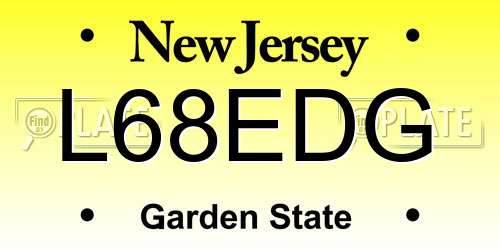 L68EDG New Jersey License Plate