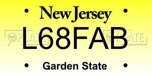 L68FAB New Jersey License Plate
