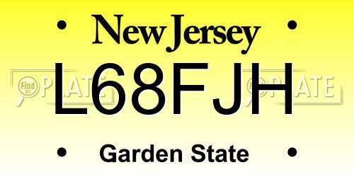 L68FJH New Jersey License Plate