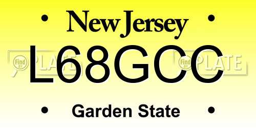 L68GCC New Jersey License Plate