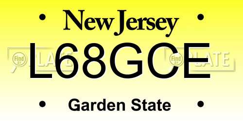 L68GCE New Jersey License Plate