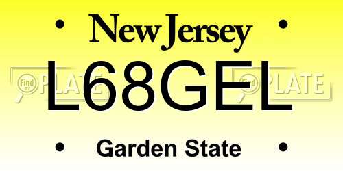 L68GEL New Jersey License Plate