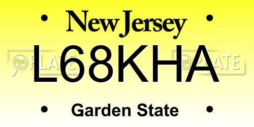L68KHA New Jersey License Plate