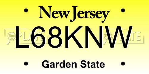 L68KNW New Jersey License Plate