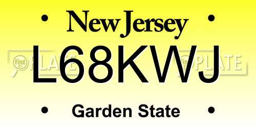 L68KWJ New Jersey License Plate