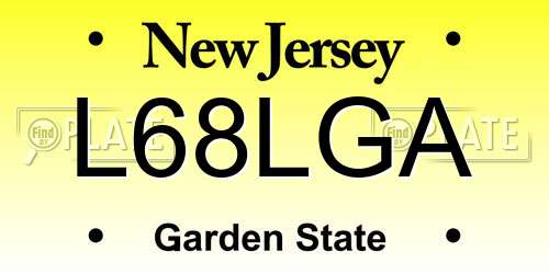 L68LGA New Jersey License Plate