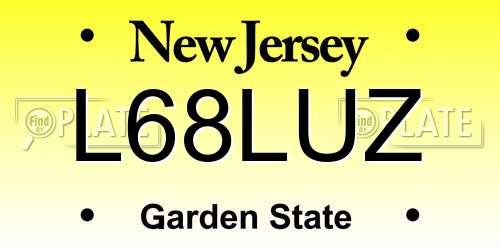 L68LUZ New Jersey License Plate