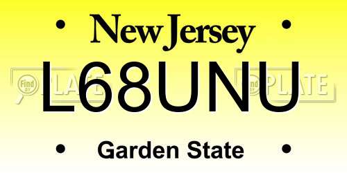 L68UNU New Jersey License Plate