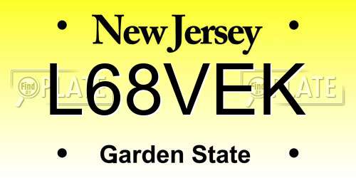 L68VEK New Jersey License Plate