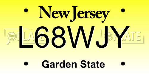 L68WJY New Jersey License Plate