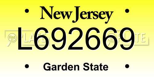 L692669 New Jersey License Plate