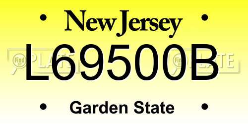 L69500B New Jersey License Plate