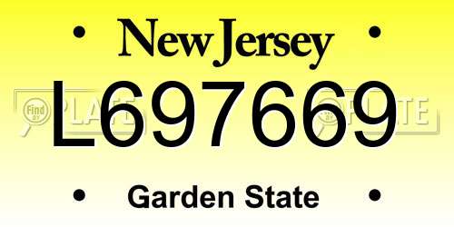L697669 New Jersey License Plate