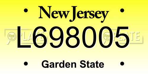 L698005 New Jersey License Plate