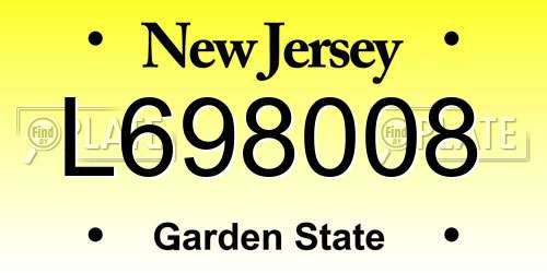 L698008 New Jersey License Plate