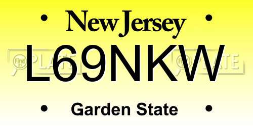 L69NKW New Jersey License Plate
