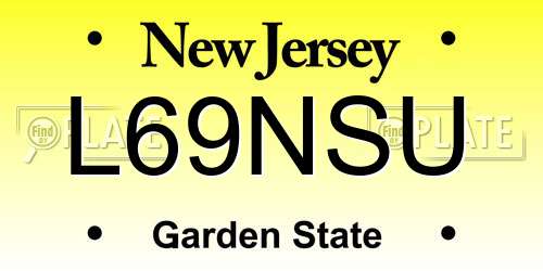 L69NSU New Jersey License Plate