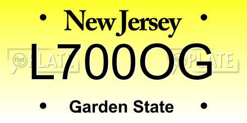 L700OG New Jersey License Plate