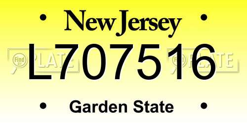 L707516 New Jersey License Plate