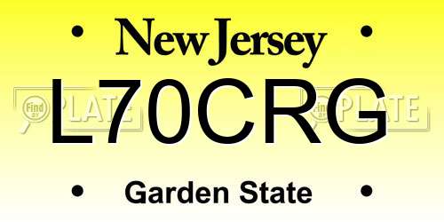 L70CRG New Jersey License Plate