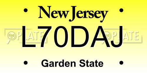 L70DAJ New Jersey License Plate