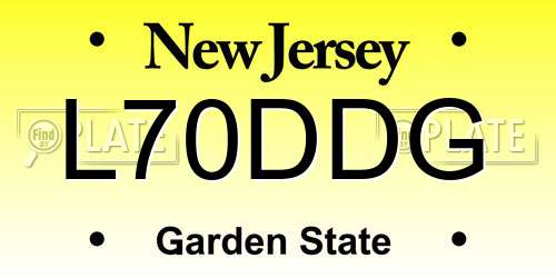 L70DDG New Jersey License Plate