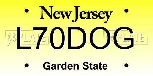 L70DOG New Jersey License Plate