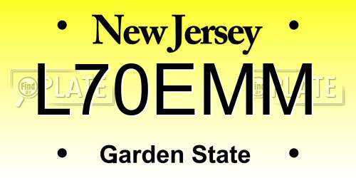 L70EMM New Jersey License Plate