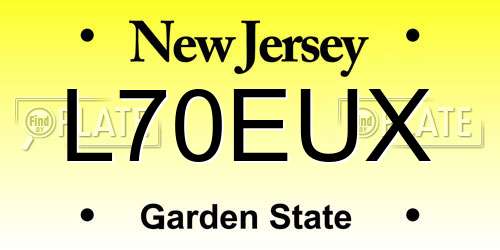 L70EUX New Jersey License Plate