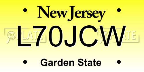 L70JCW New Jersey License Plate