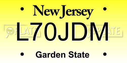 L70JDM New Jersey License Plate