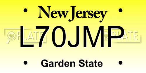 L70JMP New Jersey License Plate