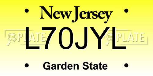 L70JYL New Jersey License Plate