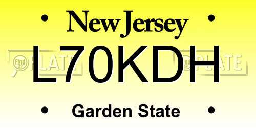 L70KDH New Jersey License Plate
