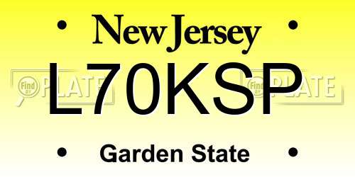 L70KSP New Jersey License Plate