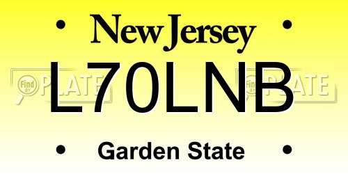 L70LNB New Jersey License Plate