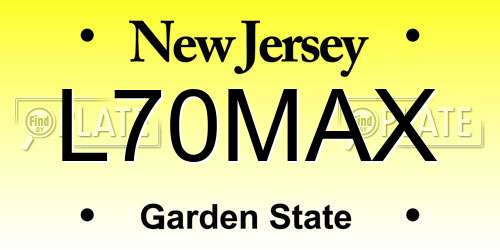 L70MAX New Jersey License Plate