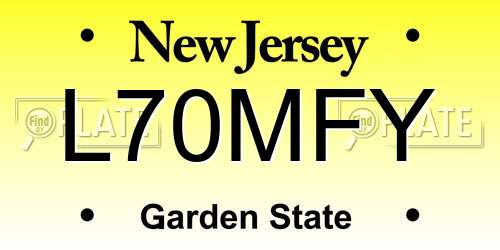 L70MFY New Jersey License Plate